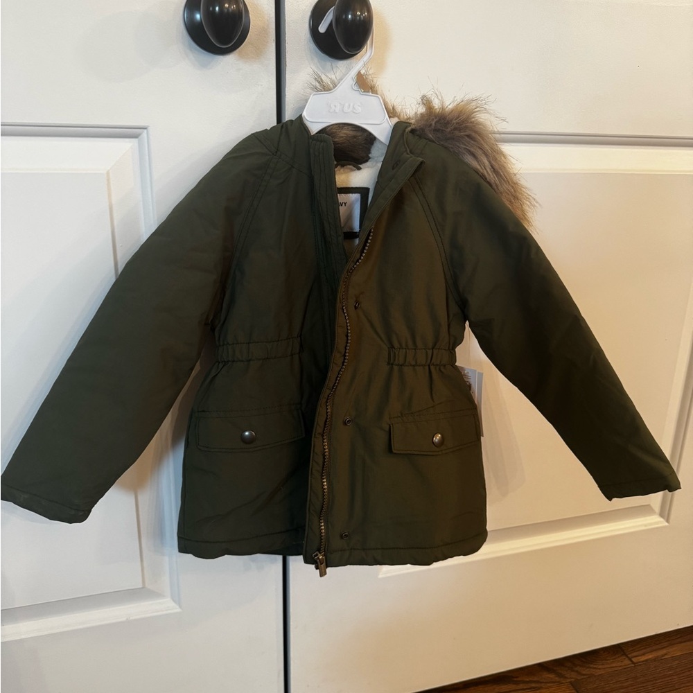 Old Navy Olive Green Parka with Faux Fur Lining